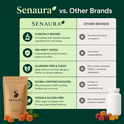 Senaura Mushroom Complex Gummies – Daily Focus, Energy & Immune Support | 60 Vegan Gummies
