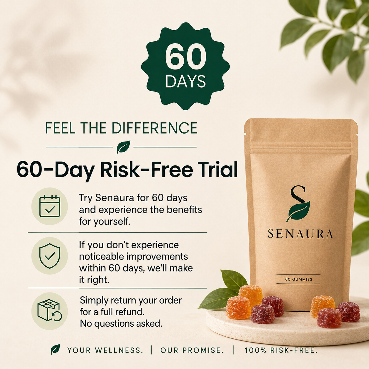 Senaura Mushroom Complex Gummies – Daily Focus, Energy & Immune Support | 60 Vegan Gummies